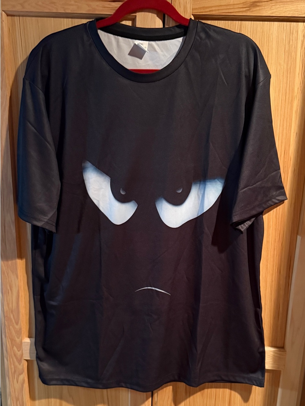 Men's Black Short-Sleeve Tee with Angry Eyes Graphic